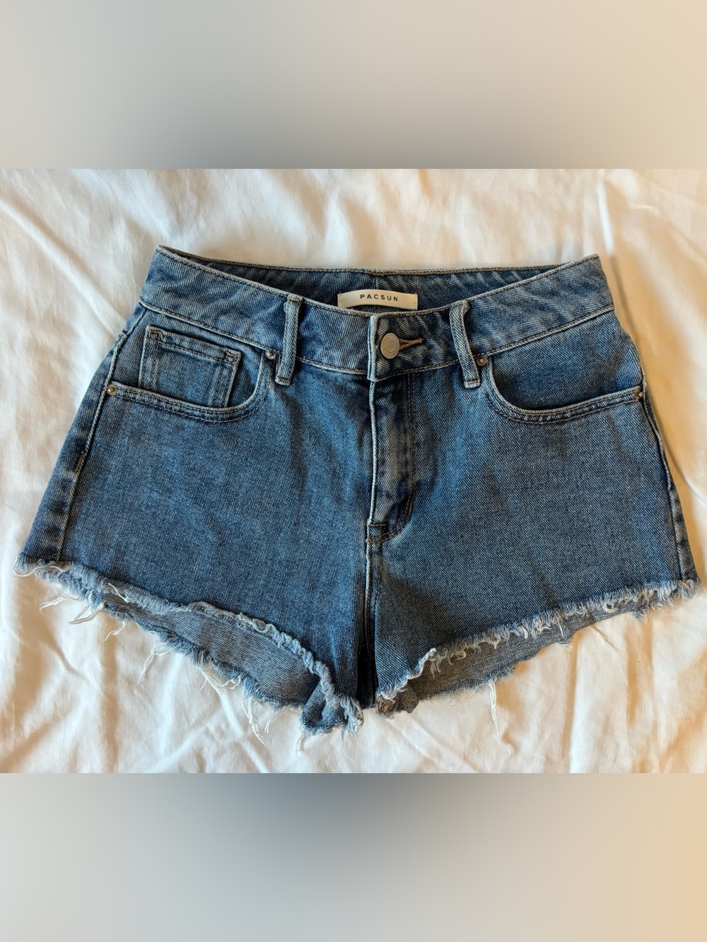 PacSun Mid-Rise Medium Blue Denim Shorts